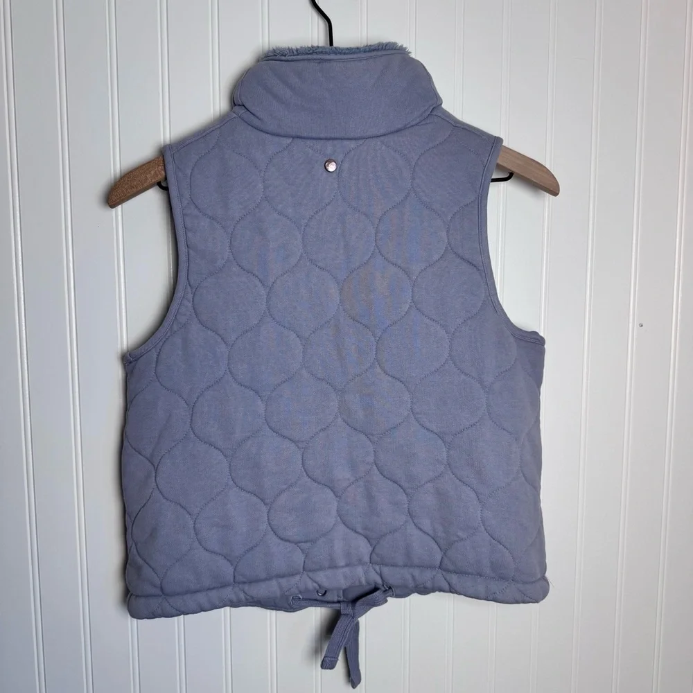 CALIA Quilted Blue Full Zip 100% Cotton Vest Fleece Neckline Women’s Size XS - Picture 6 of 13
